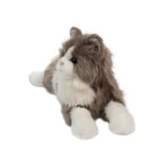 Douglas Cuddle Toys Gretta 24 DLUX Lying Grey Cat Plush Stuffed Animal Long Hair
