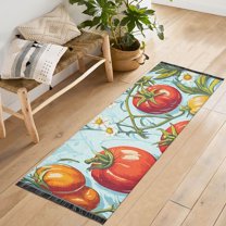 Yayeee Runner Rug for Bedroom 2'x6' Machine Washable Hallway Non Slip Mat, Blue Tomatoes