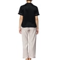 thumbnail image 3 of 2Pcs Polka Dots Pajamas Set for Women Lapel Neck Top and Elastic Waist Pants Casual Sleepwear Set Black Pink XL, 3 of 7