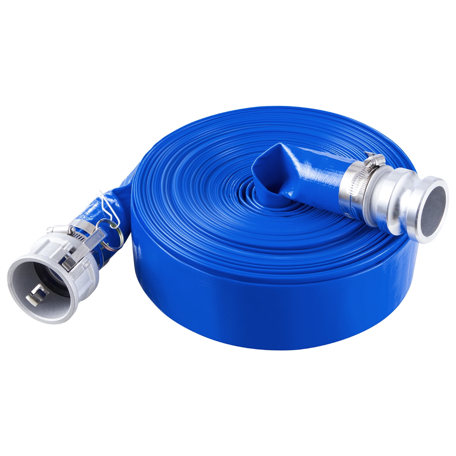 VEVOR Backwash Hose, 2 in x 100 ft, Blue High Quality PVC Hose, with Clamps, Camlock, Aluminum Fittings, Fit Various Pumps, for Sewage Treatment, Water Transportation and More Agricultural Purposes
