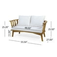 thumbnail image 6 of Miekor Furniture Outdoor Wooden Loveseat With Cushions - White/Teak - 55.50" W X 27.00" D X 25.50" H B5A0537, 6 of 9