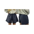 thumbnail image 3 of Yunliwuli Women's Summer Casual Plaid Shorts Elastic Band Wide Leg Beach Streetwear Shorts, 3 of 9