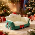 thumbnail image 6 of DAMAI Christmas Cute Cat Couch Bed for Indoor Cats, Fuzzy Pet Couch Bed with Removable Washable Cover, Supportive Pet Chair for Indoor Cats(Green), 6 of 6