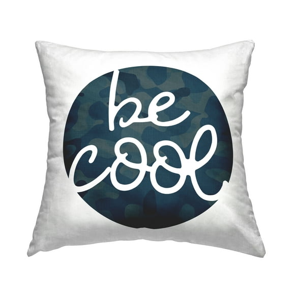 Stupell Industries Be Cool Phrase Camouflage Patterned Circle Abstract Blue,18 x 7 x 18 Decorative Pillows