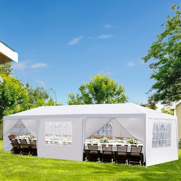 Alvantor White 10x30 ft Outdoor Pop Up Canopy Tent with 8 Removable Sidewalls,Easy-Setup Gazebo,8 Sides