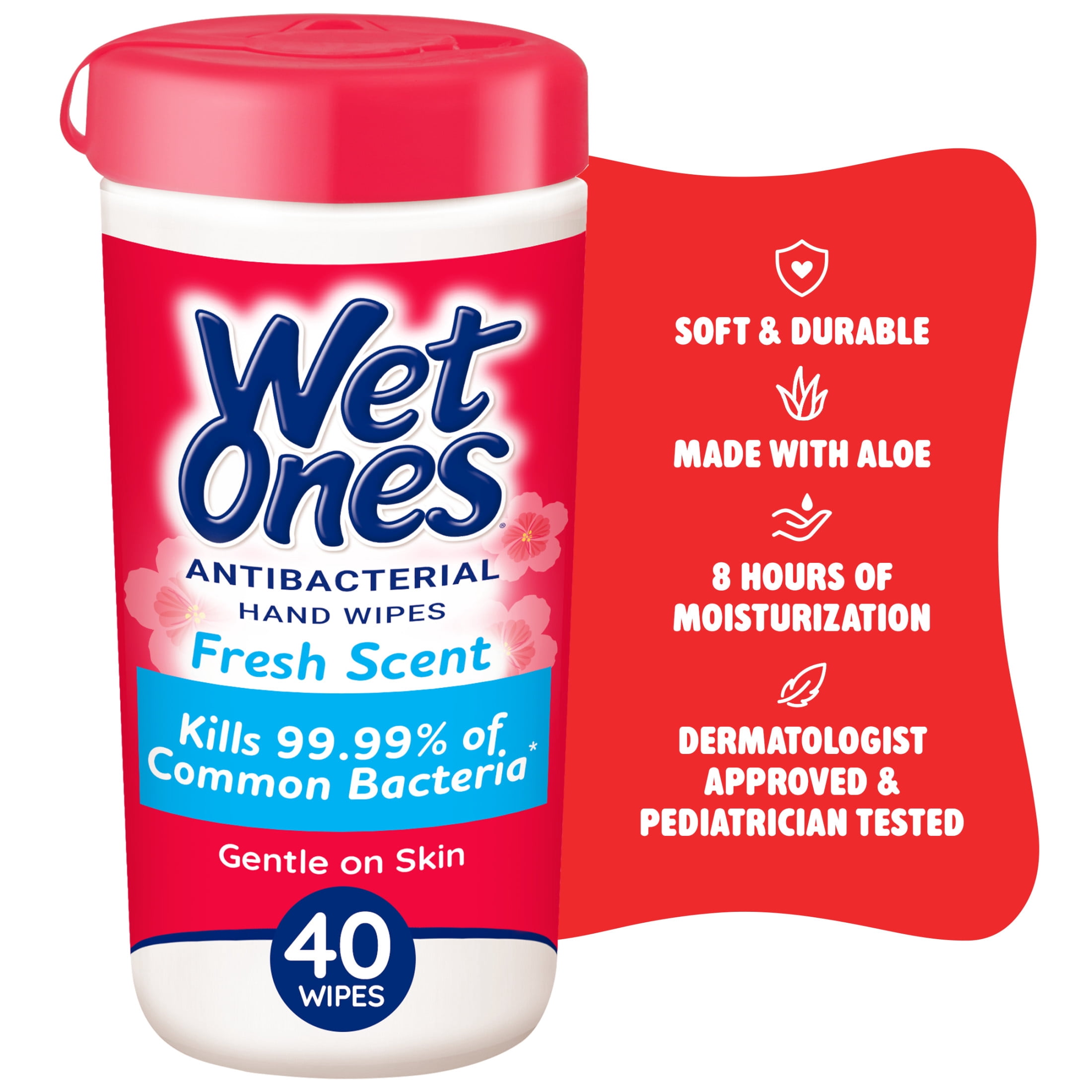 Wet Ones Antibacterial Hand Wipes, Tropical Splash Citrus, 40 Ct