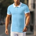 thumbnail image 2 of Mens Polo Shirt Color Block Summer Casual Short Sleeve Comfortable Top Button Collared Slim Fit Mens Shirts, 2 of 6