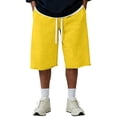 thumbnail image 5 of Bermuda Shorts for Men Under Knee Baggy Sweat Shorts 2026 Fleece Cotton Y2k Shorts Casual Shorts Hem Gym Shorts with Pockets Yellow 3XL, 5 of 6