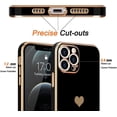 thumbnail image 3 of for iPhone 12 Pro Case for Women Girl Cute Love-Heart Luxury Bling Plating Soft Back Cover Raised Full Camera Protection Bumper Silicone Shockproof Phone Case for iPhone 12 Pro, Black, 3 of 13