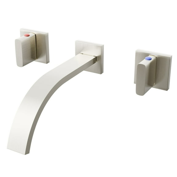 Novatto NBF-W02BN Dekker Two Handle Wall Mount Bathroom Faucet in Brushed Nickel