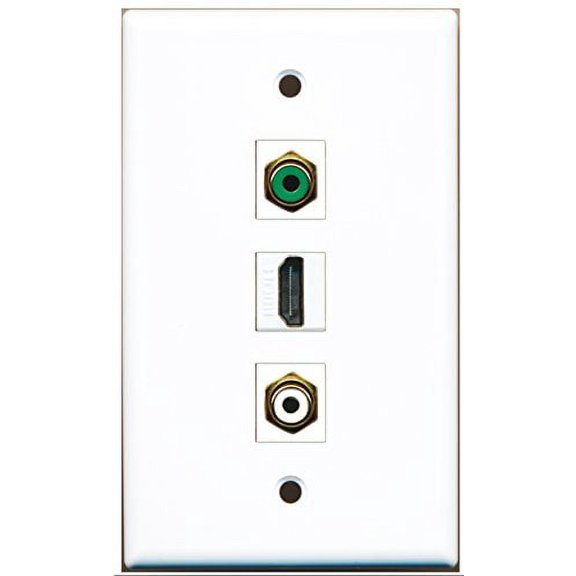 RiteAV - 1 Port HDMI and 1 Port RCA White and 1 Port RCA Green Wall Plate
