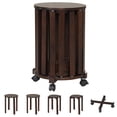 thumbnail image 1 of Costway Stackable Stools Set of 4 with Rolling Base, Locking Casters for Kitchen Apartments Walnut, 1 of 10