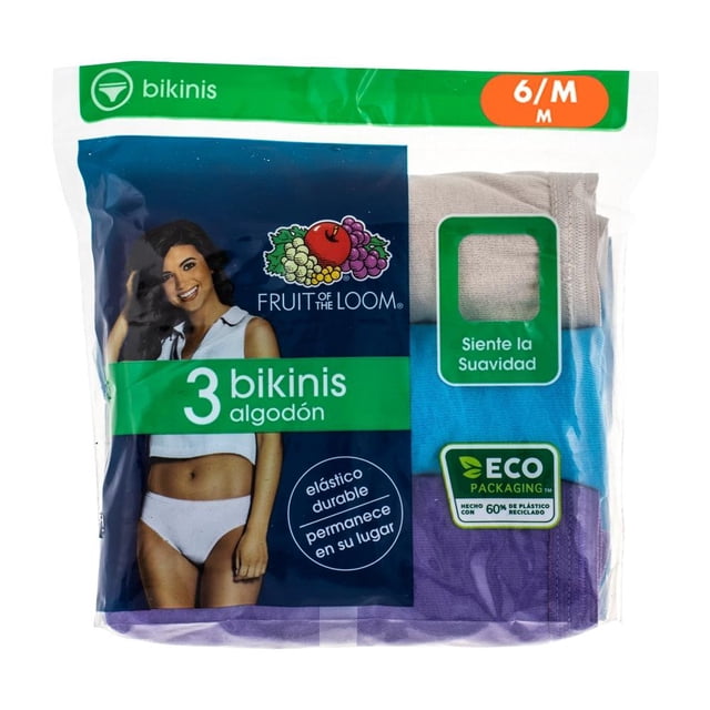Bikini Fruit of the Loom Talla 6 Multicolor 3 Piezas
