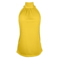thumbnail image 5 of Alun Womens 2026 Fashion Summer Tank Tops Dressy Casual Lace up Halter Top Solid Color High Neck Sleeveless Tshirt Beach Vacation Thin Breathable Loose Fit Daily Wear Yellow XL, 5 of 6