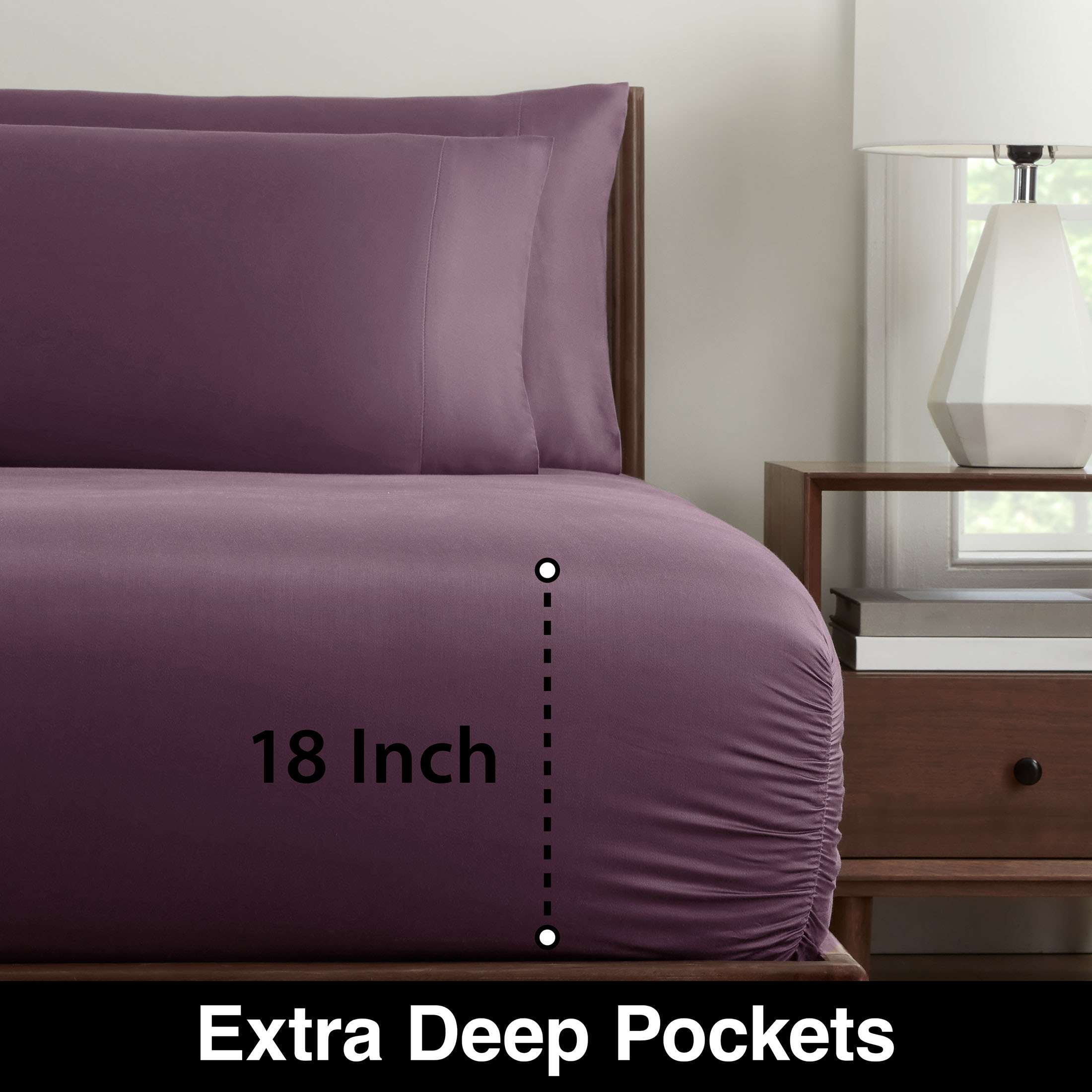 Allswell Soft & Silky 4-Piece Purple Mangosteen Viscose from Bamboo Sateen Bed Sheet Set, Queen