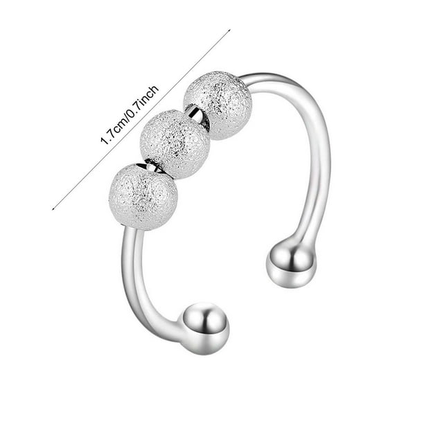Yhmxh Anillos antiestrés para hombres y mujeres, anillos abiertos con cuentas, anillos para aliviar el estrés, joyería para aliviar la ansiedad y el estrés.