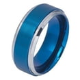 thumbnail image 2 of Men's 9MM Comfort Fit Tungsten Carbide Wedding Band Beveled Edge High Polish Blue Tone Ring (7 to 15), 2 of 3
