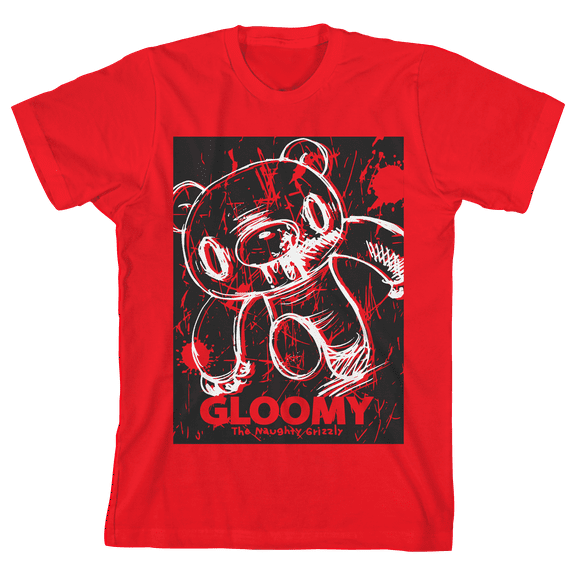 Gloomy Bear Rough Sketch Crew Neck Short Sleeve Red Boy's T-shirt-Medium