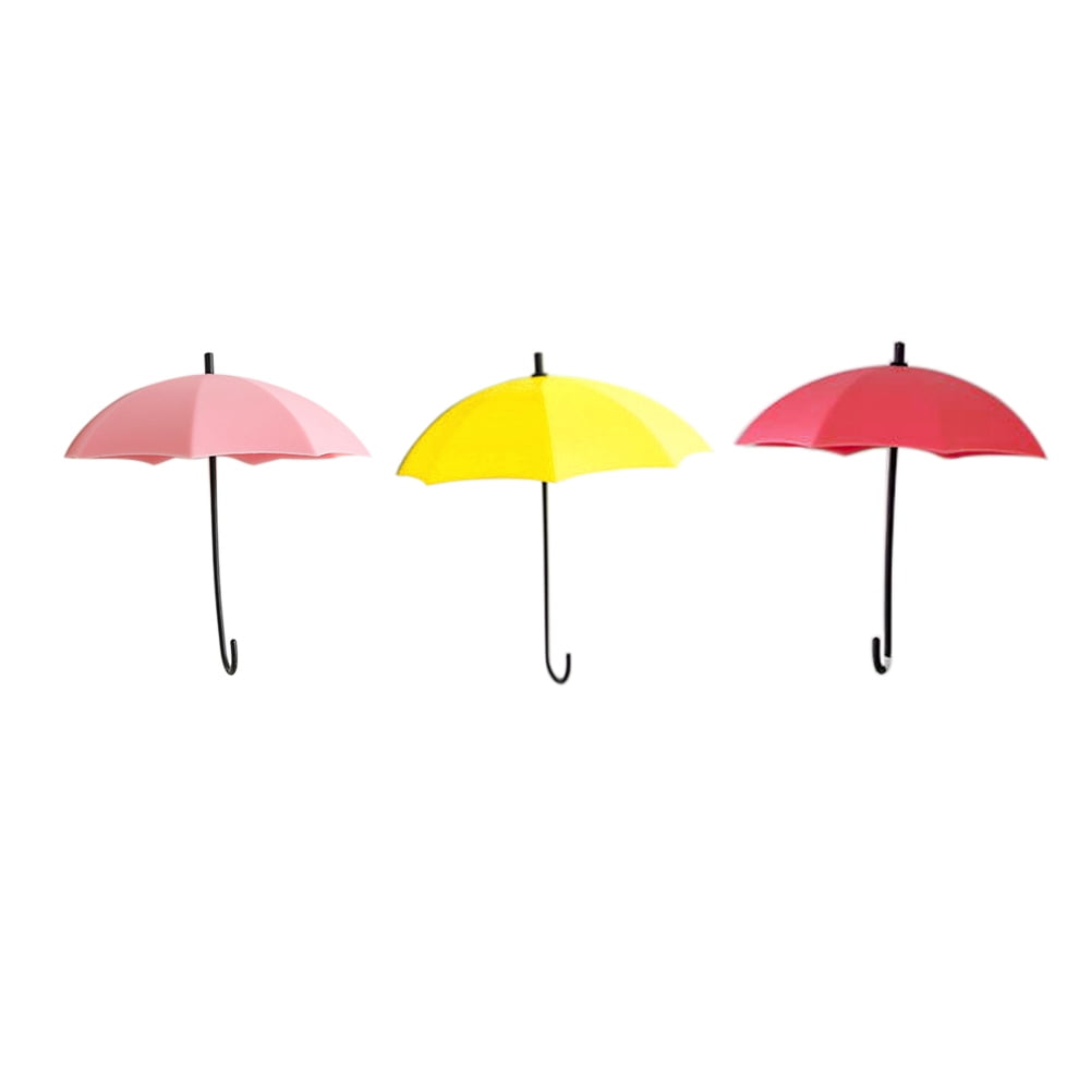 3PCS/SET Hooks Cute Colourful Umbrella Shaped Wall Hook Key Holder Organiser 
