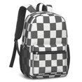 thumbnail image 2 of Gray and White Checkered Pattern 17" School Backpacks for Teens,Waterproof Oxford Fabric,S-Shape Padded Straps for School,Travel,Hiking,Camping, 2 of 6