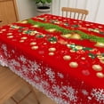 thumbnail image 5 of Duangreer Retro Christmas Rectangle Tablecloth, Golden Bell and Colored Ball Print Washable Table Cover for Party Family Picnic Decors, 60 x 102 Inch, 5 of 6