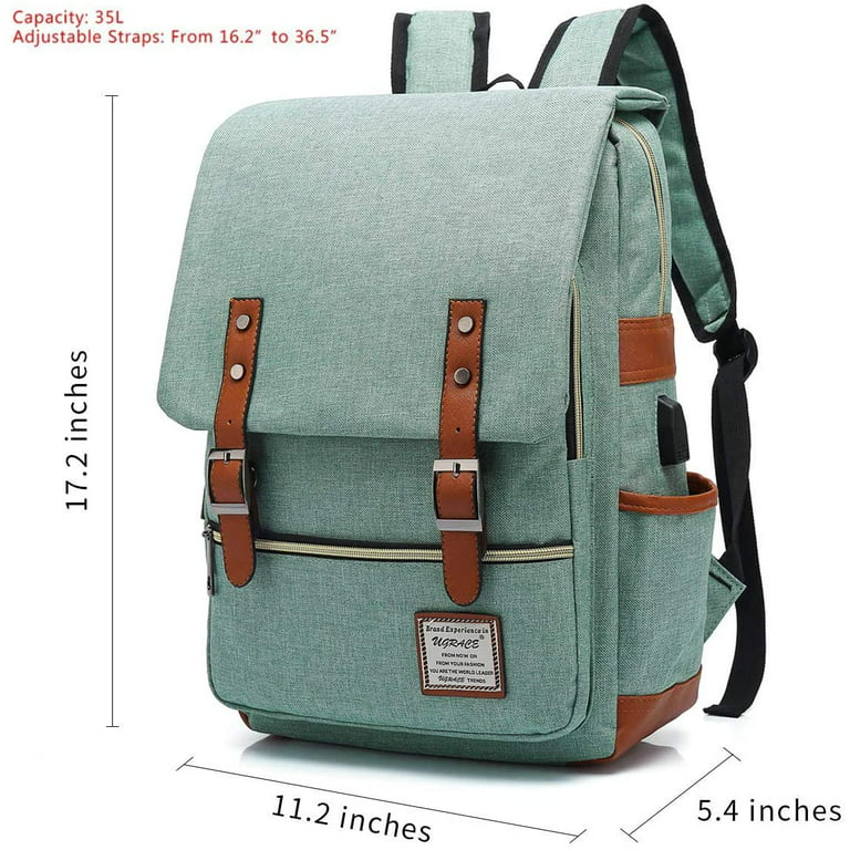 Vintage Laptop Backpack with USB Charging Port Women Canvas Bags