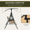 thumbnail image 4 of Outsunny Balançoire de Porche Couverte pour 2 Personnes, Balançoire de Patio avec Table Pivotante de Rangement, Porte-Gobelet et Auvent Supérieur Ajustable, Beige, 4 of 10