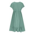 thumbnail image 4 of Lovskoo 2024 Spring Dresses for Women 2024 Dresses Short Sleeve V Neck Drawstring Casual Ruffle A-Line Mini Dress Mint Green-M, 4 of 9