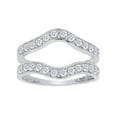thumbnail image 4 of AFFY White Cubic Zirconia Solitaire Enhanced Guard Wrap Wedding Ring In 14k White Gold Over Sterling Silver (1.14 Cttw), 4 of 6