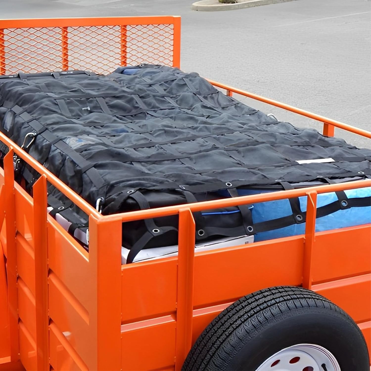 netuera Cargo Net, Heavy Duty Cargo Net with S-Hook Fittings, Adjustable Trailer Cargo Net, Truck Bed Net, Black (6.75FT x 8FT)