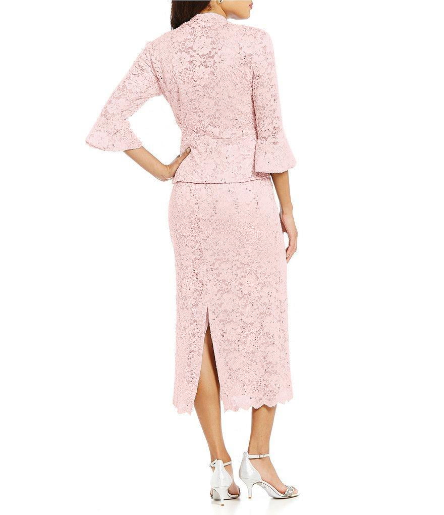 r & m richards sequined lace midi dress and jacket
