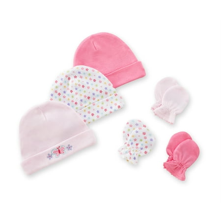 Gerber Girls' 3 Sets of Mittens and Coordinating Caps