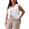 thumbnail image 4 of Agnes Orinda Women's Plus Size Linen Vest Sleeveless Button Down Waistcoat Vest Top with Pockets 4X White, 4 of 6