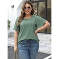 thumbnail image 6 of SWQZVT Shirts for Women Plus Size Summer Tops Casual Eyelet Embroidery Short Sleeve Crewneck T Shirts Loose Tunic Spring Blouses, 6 of 6
