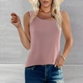 thumbnail image 2 of Women's Ribbed Knit Camisole - Seamless Sleeveless Shell Top, Stretchy Basic for Layering (M-XXL, 12 Colors) | Yubnlvae | Women's Ribbed Sleeveless Round Neck Solid Color (Pink | L), 2 of 7