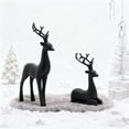 thumbnail image 2 of 2Pcs Black Christmas Reindeer Decor, Standing Sitting Deer Figurines, Mini Reindeer Statues Sculpture, for Indoor Home Cabinet Mantle Table Top Christmas Decorations, 2 of 7