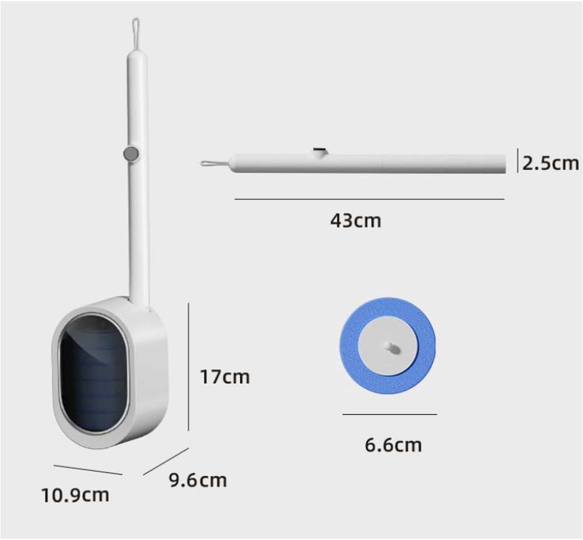 Disposable Toilet Brush with Wall Mount - No Touch Self-Cleaning Pad Kit, 360° Scrubber for Deep Clean, White(DSF)