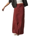 thumbnail image 2 of LYMAYTER ‌Women's Loose Denim Maxi Skirt Straight Leg Summer Beach Casual Comfort Vintage Washed, 2 of 9