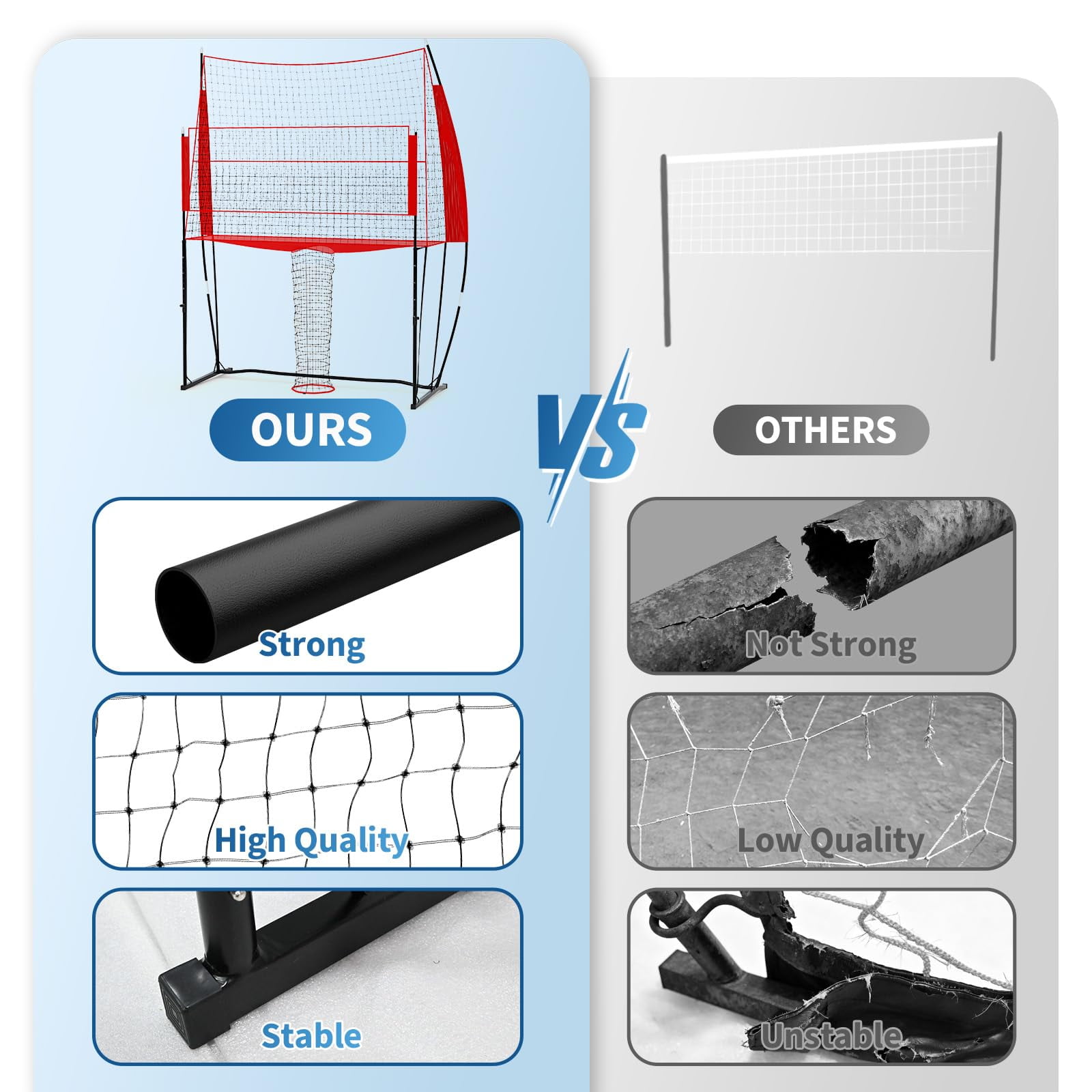 11x8 FT Volleyball Net Set, Adjustable Height Outdoor Training Net Training Equipment with Carry Bag, Easy Setup for Indoor Outdoor Beach Backyard