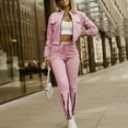 thumbnail image 2 of UAMVSH Cropped Jackets Sets for Women Soft Athletic Long Sleeve Coats with Zipper Soft Drawstring Sweatpants 2 Piece Outfits(Small,Pink), 2 of 6