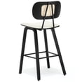 thumbnail image 2 of WOOW DEPOT PU Bar Stools 26" Counter Height w/ Rattan Back Set of 1, Modern Black Bent Wood Bartool Leather Upholstered Chair for Kitchen Pub Island Dining Room, 2 of 9