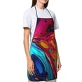 thumbnail image 4 of Yiaed Colorful Abstract Swirls Print Kitchen Apron with Hand Wipe Pockets,Big Pocket,Aprons for Women with Pockets, Waterproof for Cooking Baking, 4 of 7