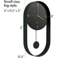 thumbnail image 3 of Driini Modern Pendulum Wall Clock - Decorative and Unique Metal Frame, with 8 Inch Face - Contemporary, Minimalist Design, with Silent Battery Operation - Includes Both Black and Gold Pendelum, 3 of 7