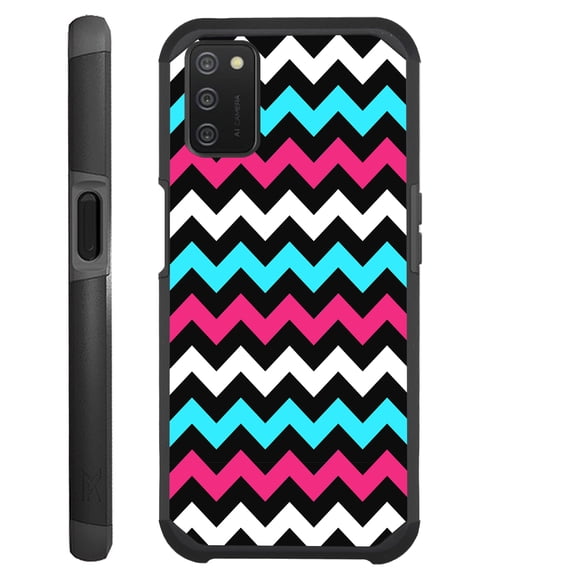 Compatible with Samsung Galaxy A13 Hybrid Fusion Guard Phone Case Cover (Chevron Pink Teal)