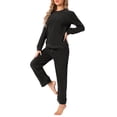 thumbnail image 4 of Conjuntos de sudadera para mujeres INSPIRE CHIC de 2 piezas, conjuntos de lounge de franela suave, suéter y pantalones de pijama, 2XL negro, 4 of 6