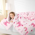 thumbnail image 3 of Manfei Pink Girly Bowtie Full Size Comforter Sets,3D Cartoon Unicorn Bedding Comforter Set,Pink Reversible,3 Pieces,1 Comforter and 2 Pillowcases, 3 of 7