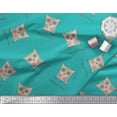 thumbnail image 3 of Soimoi Green Cotton Voile Fabric Text & Owl Cartoon Print Fabric by the Yard 42 Inch Wide, 3 of 3
