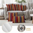 thumbnail image 6 of Rainbow Striped Outdoor Waterproof Pillow Covers, Boho Ethnic Colorful Lines Minimalist Decorative Square Throw Pillowcase Sofa Cushion Sham for Patio/Couch/Chair, 16"x16" 2 Pack, 6 of 8