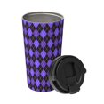 thumbnail image 2 of Goofa purple argyle for Insulated Travel Coffee Mug Spill Proof Leak Proof 16 OZCoffee Tumbler Reusable Coffee Cups with Lids Thermos for Hot and Cold Drink, 2 of 8