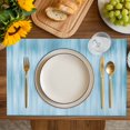 thumbnail image 4 of Teal Blue Placemats Set of 6, Modern Abstract Art Ombre Striped Placemats for Dining Table, Place Mats for Kitchen Tabletop, Waterproof Wipeable Dining Table Mats Set, 4 of 9